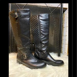 Black Buckle Wide Calf Target Boots SZ 11